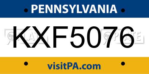 KXF5076 Pennsylvania License Plate
