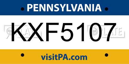 KXF5107 Pennsylvania License Plate