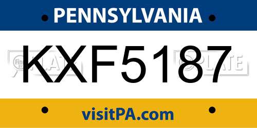 KXF5187 Pennsylvania License Plate