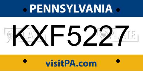 KXF5227 Pennsylvania License Plate
