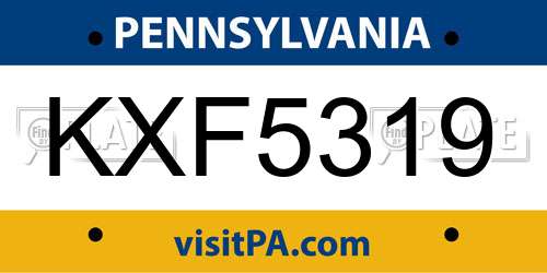 KXF5319 Pennsylvania License Plate