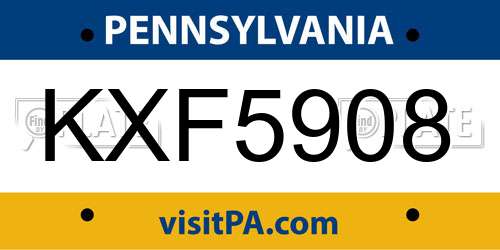 KXF5908 Pennsylvania License Plate