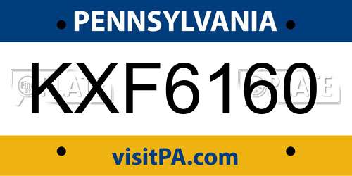 KXF6160 Pennsylvania License Plate