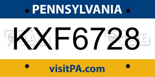 KXF6728 Pennsylvania License Plate
