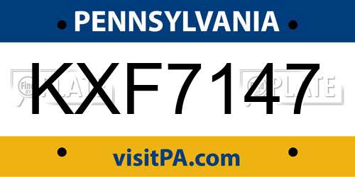 KXF7147 Pennsylvania License Plate