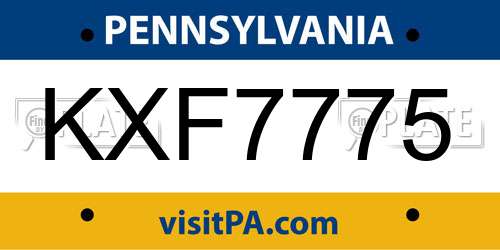 KXF7775 Pennsylvania License Plate
