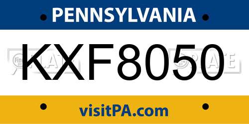 KXF8050 Pennsylvania License Plate