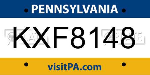 KXF8148 Pennsylvania License Plate