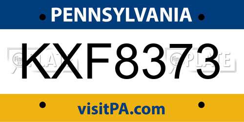KXF8373 Pennsylvania License Plate