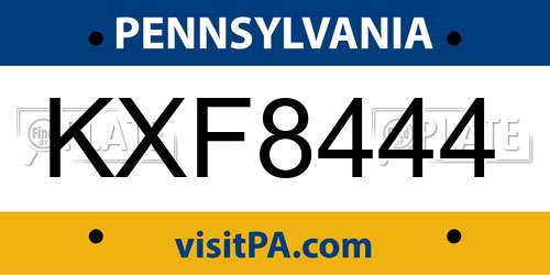 KXF8444 Pennsylvania License Plate
