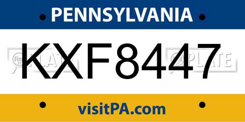 KXF8447 Pennsylvania License Plate