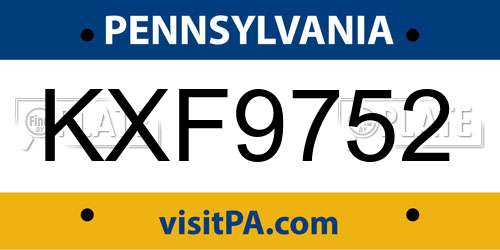 KXF9752 Pennsylvania License Plate