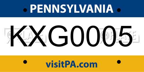 KXG0005 Pennsylvania License Plate