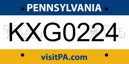KXG0224 Pennsylvania License Plate