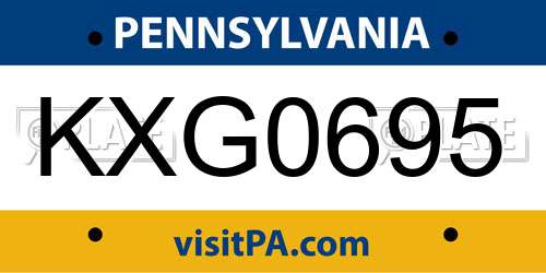 KXG0695 Pennsylvania License Plate