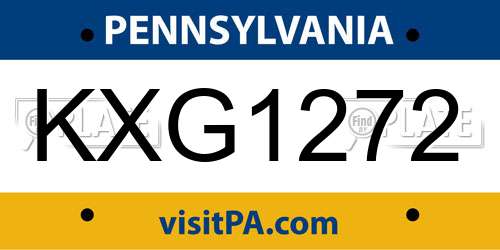 KXG1272 Pennsylvania License Plate
