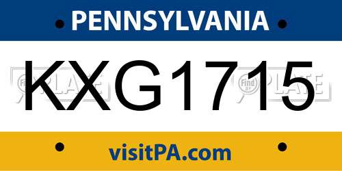 KXG1715 Pennsylvania License Plate