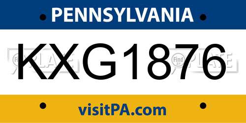 KXG1876 Pennsylvania License Plate