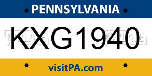 KXG1940 Pennsylvania License Plate
