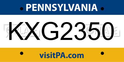 KXG2350 Pennsylvania License Plate