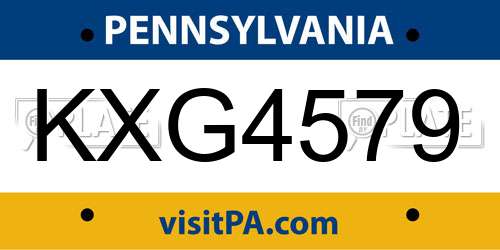 KXG4579 Pennsylvania License Plate