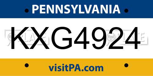 KXG4924 Pennsylvania License Plate
