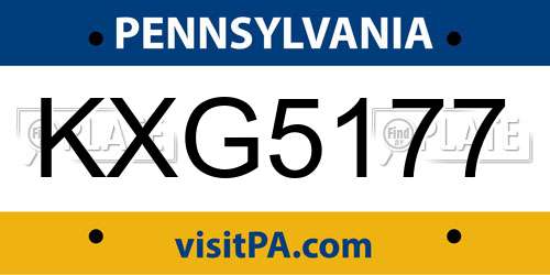 KXG5177 Pennsylvania License Plate