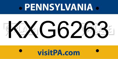KXG6263 Pennsylvania License Plate