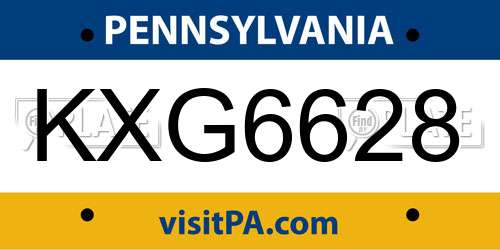 KXG6628 Pennsylvania License Plate