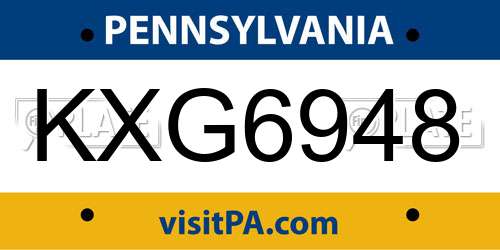KXG6948 Pennsylvania License Plate