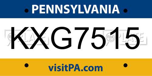KXG7515 Pennsylvania License Plate