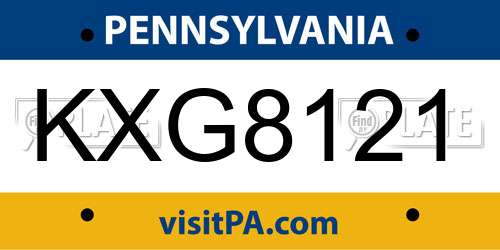 KXG8121 Pennsylvania License Plate
