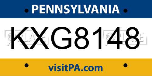 KXG8148 Pennsylvania License Plate