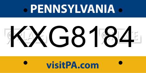 KXG8184 Pennsylvania License Plate