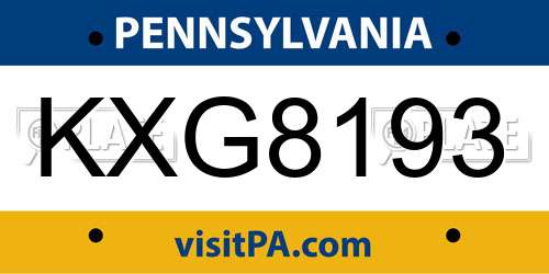 KXG8193 Pennsylvania License Plate