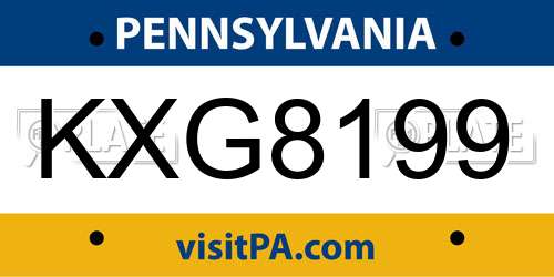 KXG8199 Pennsylvania License Plate