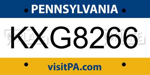 KXG8266 Pennsylvania License Plate