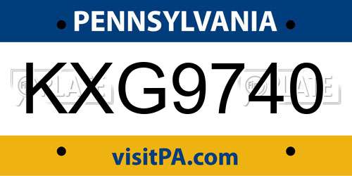 KXG9740 Pennsylvania License Plate