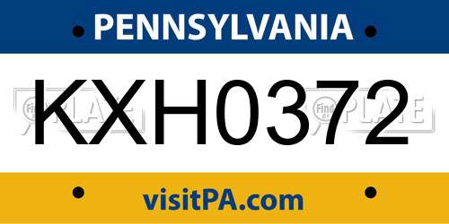 KXH0372 Pennsylvania License Plate