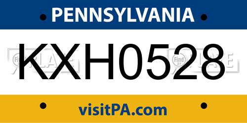 KXH0528 Pennsylvania License Plate