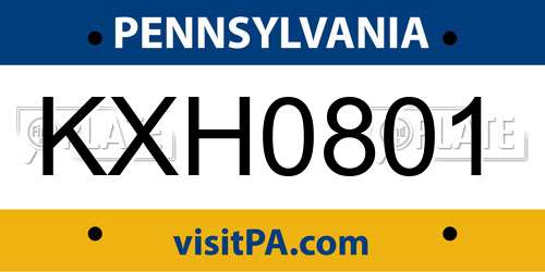 KXH0801 Pennsylvania License Plate