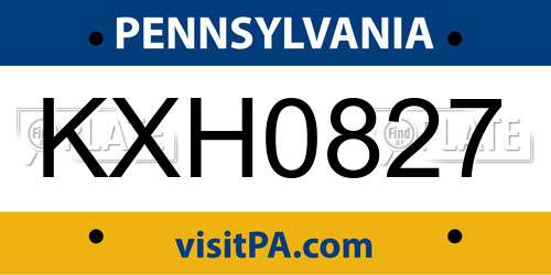 KXH0827 Pennsylvania License Plate