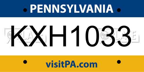 KXH1033 Pennsylvania License Plate
