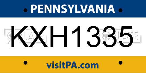 KXH1335 Pennsylvania License Plate