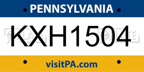 KXH1504 Pennsylvania License Plate