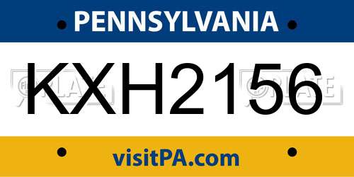 KXH2156 Pennsylvania License Plate