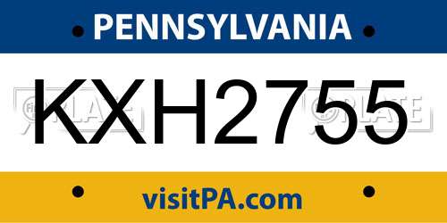 KXH2755 Pennsylvania License Plate