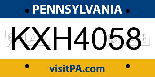 KXH4058 Pennsylvania License Plate