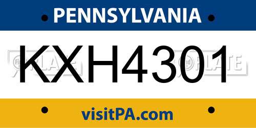 KXH4301 Pennsylvania License Plate