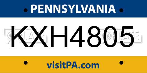 KXH4805 Pennsylvania License Plate